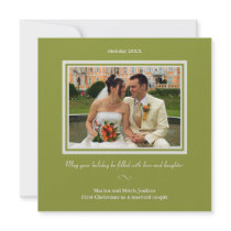 Chic green Christmas holiday photo greeting card invitations