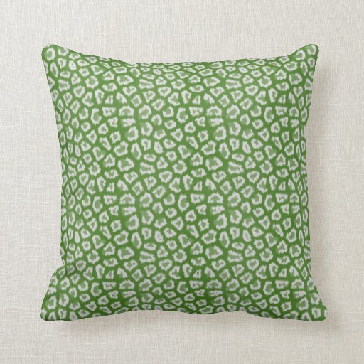 Chic Green & White Leopard Print Pattern Pillow Zazzle