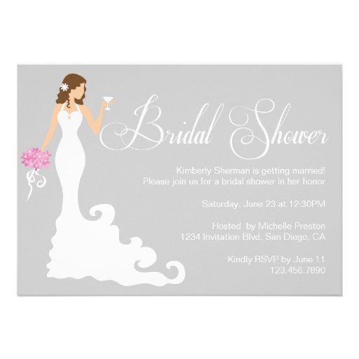Chic Grey Modern Bride Posh Bridal Shower Invite (front side)