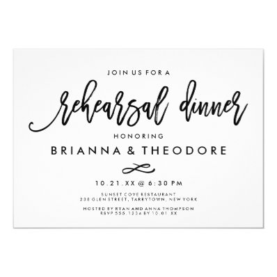 Chic Hand Lettered Wedding Rehearsal Dinner 5x7 Paper Invitation Card