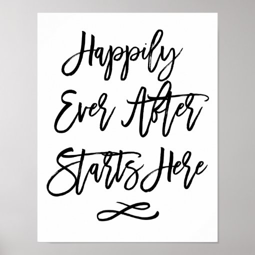 Chic Hand Lettered Wedding Sign Happily Ever After Zazzle