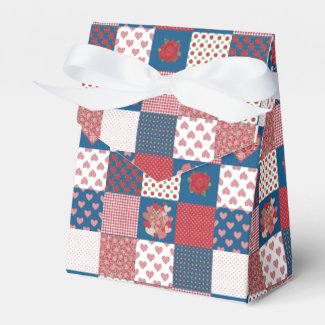 Chic Hearts and Roses Faux Patchwork Favor Box