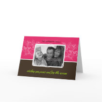 Chic Holly Holiday Photo Card Pink