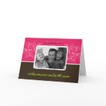 Chic Holly Holiday Photo Card Pink