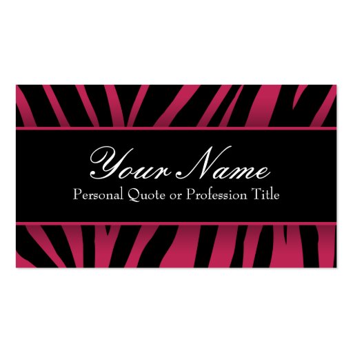 Chic Hot Pink & Black Zebra Stripes Business Cards (front side)