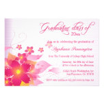 Chic hot pink floral graduation party announcement