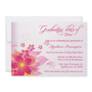 Chic hot pink floral graduation party announcement zazzle_invitation