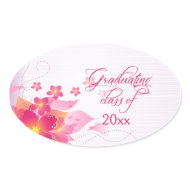Chic hot pink floral graduation stickers zazzle_sticker