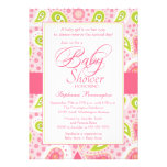 Chic hot pink green paisley baby shower invitation