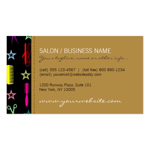 Chic Hues Hair Salon or Stylist (Custom) Business Card Template (back side)