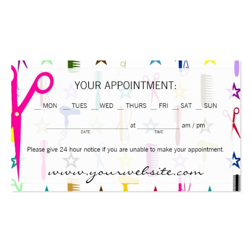 Chic Hues Multicolor Hair Beauty Appointment Card Business Card (back side)