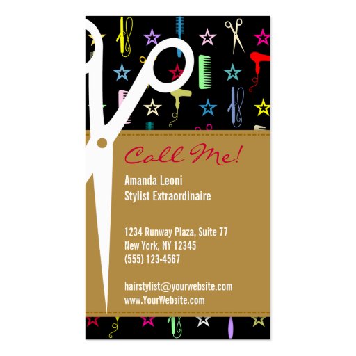 Chic Hues Multicolor Salon Tools Vertical Business Card (back side)