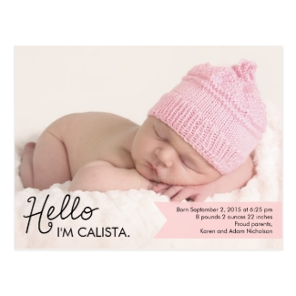 Chic Introduction Birth Announcement - Pink