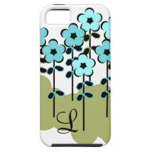 CHIC IPHONE5 CASE   133/131 AQUA FLOWERS /MONOGRAM iPhone 5 CASES