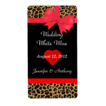 Chic Jaguar Print Wedding Wine Labels