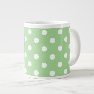 Chic Jumbo Coffee Mug: White Polkas on Green Jumbo Mugs