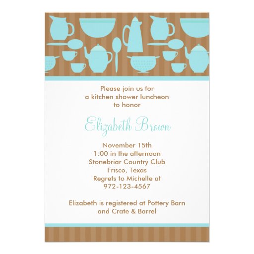 Chic Kitchen Bridal Shower Invitation (Teal)