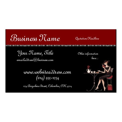 Chic Lady at the Cafe Business Cards (front side)