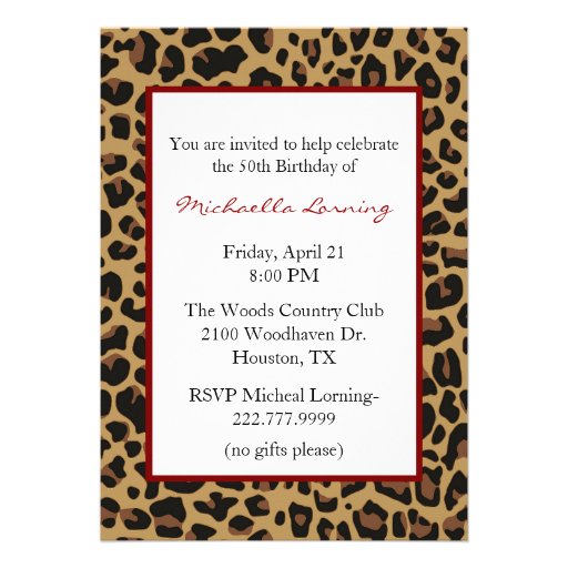 Chic Lady's Jaguar Stiletto Custom Invitation
