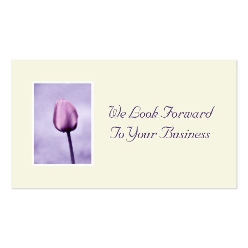 Chic Lavender Tulip Business Cards (back side)