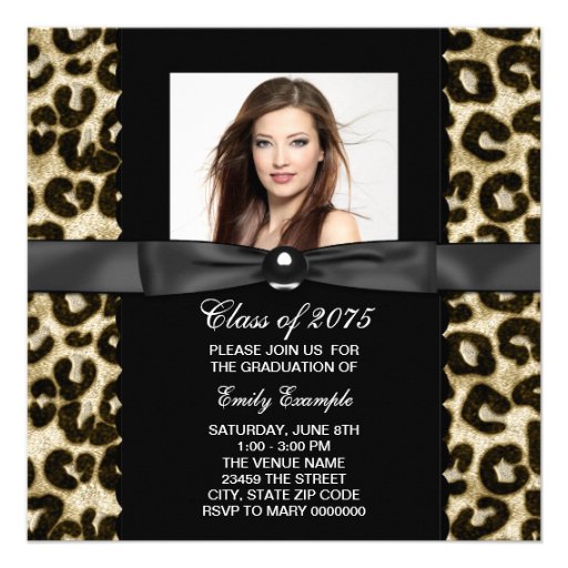 Chic Leopard Photo Graduation Announcement