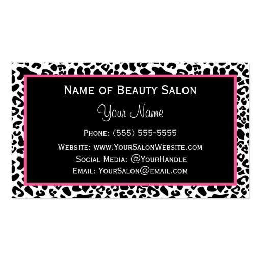 Chic Leopard Print Cosmetology and Beauty Salon Business Cards (back side)