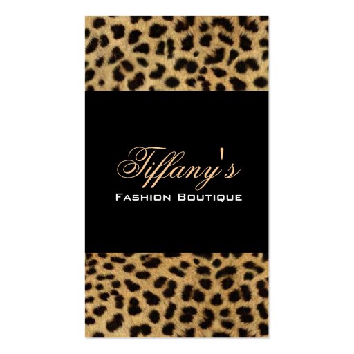 Chic Leopard Print Fashion Business Card Templates (front side)