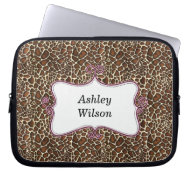 chic leopard print hot pink personalized electronicsbag