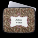 chic leopard print hot pink personalized laptop sleeves