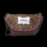 chic leopard print hot pink personalized messenger bags