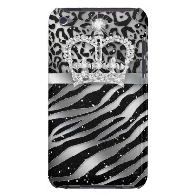 Chic Leopard Zebra iPod Barely There Black Crown Ipod Touch Case-mate Case