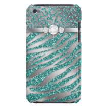 Chic Leopard Zebra iPod Barely There Cover Teal Ipod Touch Cases