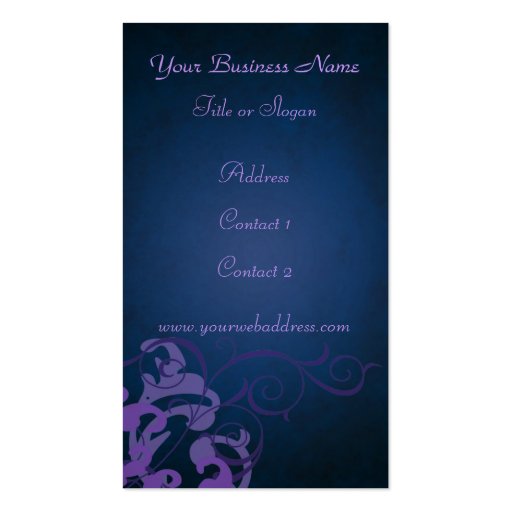 Chic Liliac Scroll Blue Business Card (back side)