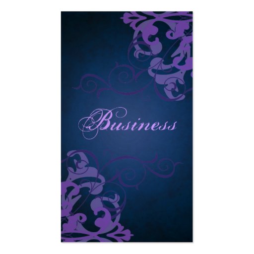 Chic Liliac Scroll Blue Business Card (front side)