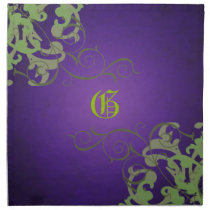 Chic Lime Scroll Purple Monogram Napkins