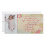 Chic linen floral photocard birth announcement picture card