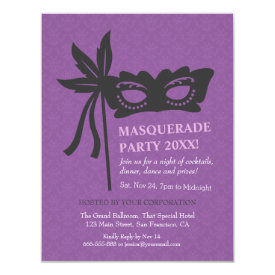 Chic Mask Silhouette Masquerade Party Invitations