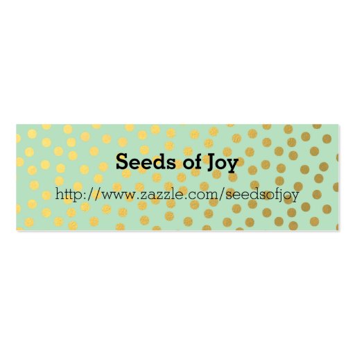 Chic Mint Gold Confetti Dots Business Card Template