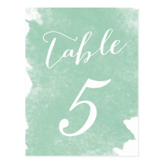 Mint Green Watercolor Wedding Table Cards by AntiqueChandelier for MonogramGallery.ca