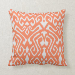 Chic modern colorful orange ikat tribal pattern pillow