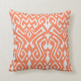 Chic modern colorful orange ikat tribal pattern pillow