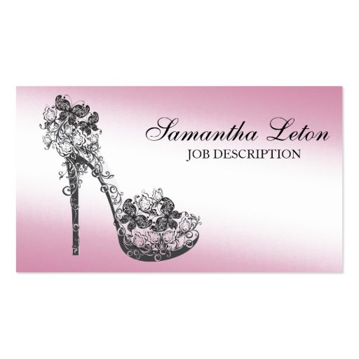 Chic Modern Floral High Heel Pump Shoe Business Card Templates (front side)