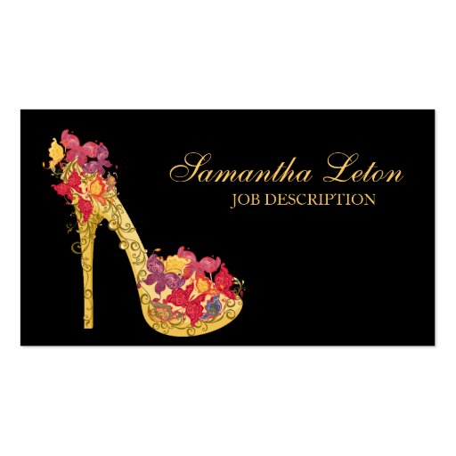 Chic Modern Floral High Heel Pump Shoe Business Card (front side)