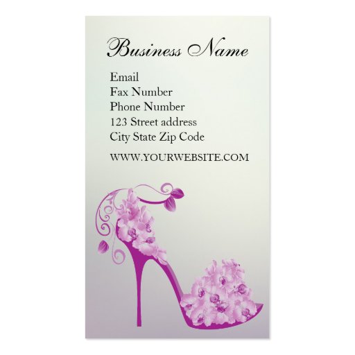 Chic Modern Floral High Heel Pump Shoe Business Card (back side)