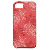 Chic Modern Girly Coral Floral Pattern iPhone 5 Case