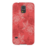 Chic Modern Girly Coral Floral Pattern Galaxy S5 Cases