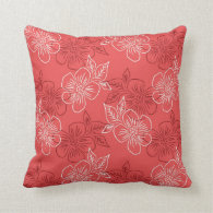 Chic Modern Girly Coral Floral Pattern Throw Pillow