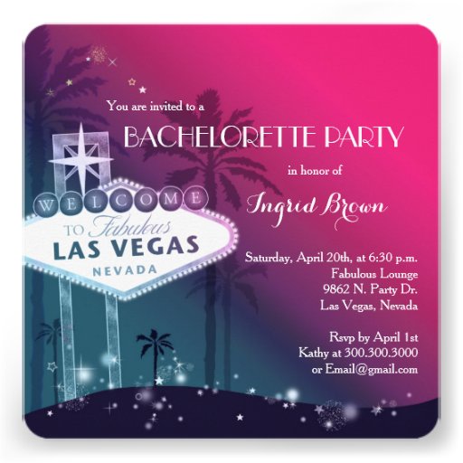 Chic, Modern Las Vegas Bachelorette Party Invites (front side)