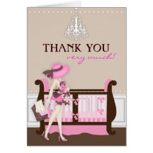 Chic Modern Mom Baby Shower Thank You Card