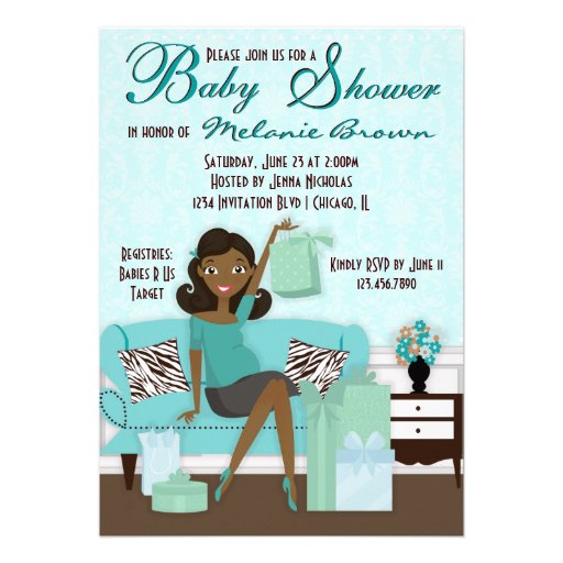 Chic Modern Mom with Gifts Baby Shower Invite